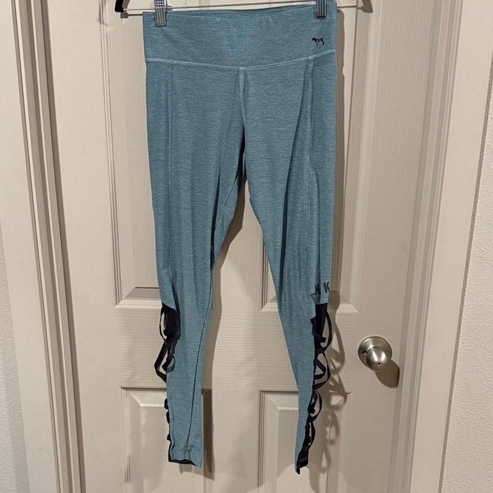PINK Victoria's Secret Teal Leggings with Black Details